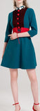 Belted Color-Contrast Mini Dress