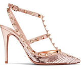 Rockstud Sequined Metallic Leather Pumps