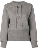 Lace-Up Long Sleeve Sweater, Grey