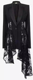 Black Asymmetrical Lace Detailed Blazer
