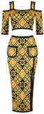 Cold-Shoulder Printed Crop Top and Skirt Set | DESIGNER INSPIRED FASHIONS