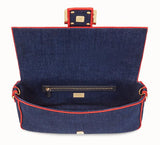 Baguette Large Blue Denim Bag - Fluorescent Yellow, Neon Orange, Red