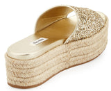Glitter Platform Espadrilles Slide Sandal - Argento - (Silver or Gold) - DESIGNER INSPIRED FASHIONS