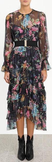 'Ninety-Six' Chevron Frill Dress