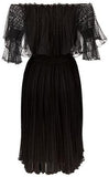 Black Off-the-Shoulder Knitted Lace Dress - DESIGNER INSPIRED FASHIONS