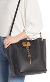 Go Logo Escape Leather Hobo Bag, Black
