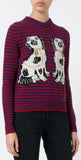Dog & Stripe Intarsia Knit Sweater