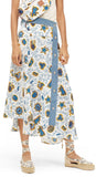 Paula Print Skirt Denim Trim White-Multicolor | DESIGNER INSPIRED FASHIONS