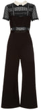 Black Fleur Lace-Paneled Wide-Leg Jumpsuit - DESIGNER INSPIRED FASHIONS