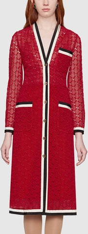 GG Macramé Long Sleeve Dress