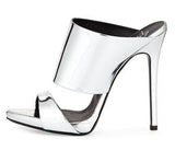 Metallic Stiletto Mule Slide - Silver, Rose Gold, Gold, Python Effect Gold