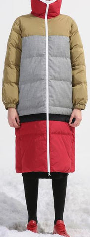 Color-Block Hooded Puffer Coat