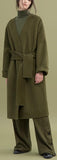Oversized Wool Wrap Coat, Military Green
