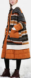 Striped Wool Puffer Down Coat