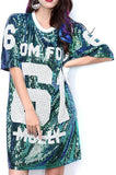 Sequin Embellished Jersey T-Shirt in Green - DESIGNER INSPIRED FASHIONS