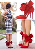 Suede Ribbon Bow Pumps - ( Variety of Colors to choose from ) - DESIGNER INSPIRED FASHIONS