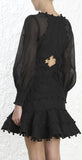 Corsage Bauble Mini Dress, Black