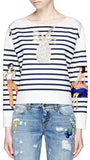 Pineapple-Embellished Striped Top