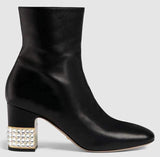 Leather Ankle Boot with Removable Leather Bow