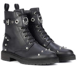Black Leather Studded Ankle Boots