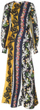 Long-Sleeve Vintage Patchwork Twill Dress | DESIGNER INSPIRED FASHIONS