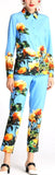Floral Print Blue Shirt and Trouser Set