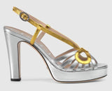 Metallic Leather Platform Sandals - Silver/Gold | DESIGNER INSPIRED FASHIONS