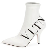 VLTN Logo Sock Booties, White