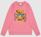 Oversize Sweatshirt with Logo and Teddy Bear, Pink | DESIGNER INSPIRED FASHIONS