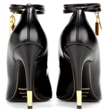 Padlock & Key Embellished Leather Pumps in White or Black - DESIGNER INSPIRED FASHIONS