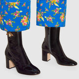 Patent Leather Ankle Boots with Bee
