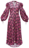Paula Print Peasant Shirtdress Black/Pink | DESIGNER INSPIRED FASHIONS