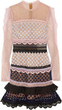 Ruffle-Trimmed Guipure Lace Mini Dress
