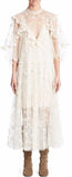 Ruffled Floral-Lace Tulle Midi Dress