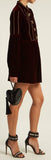 Studded and Pleated Velvet Mini Dress
