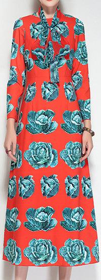 Cabbage Print Midi Dress