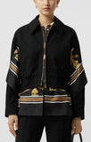 Scarf Detail Cotton Gabardine Harrington Jacket | DESIGNER INSPIRED FASHIONS