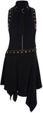 Asymmetric Sleeveless Short Dress with Eyelets Decoration - DESIGNER INSPIRED FASHIONS