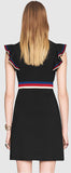 'Sylvie Web' Ruffle Zip-Front Dress, Black - DESIGNER INSPIRED FASHIONS