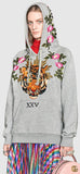 Embroidered Hooded Sweatshirt, Grey - DESIGNER INSPIRED FASHIONS