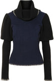 Ribbed-Knit Turtleneck Sweater, Blue