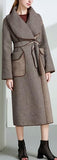 Gingham Large-Collar Wool-Blend Wrap Coat