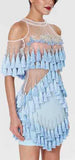 'Abigail' Fringe & Bead Embellished Dress-Light Blue - DESIGNER INSPIRED FASHIONS
