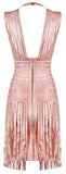 Fringe-Trimmed Bandage Dress - Gold, Peach or Khaki - DESIGNER INSPIRED FASHIONS