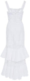 'Lyssa' Tiered Ruffled Cotton-Blend Lace Midi White Dress