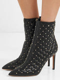 Rockstud Quilted Leather Ankle Boots