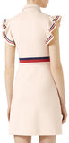'Sylvie Web' Ruffle Zip-Front Dress, White - DESIGNER INSPIRED FASHIONS