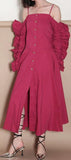Ruffle-Sleeve Off-the-Shoulder Shirt Dress - DESIGNER INSPIRED FASHIONS