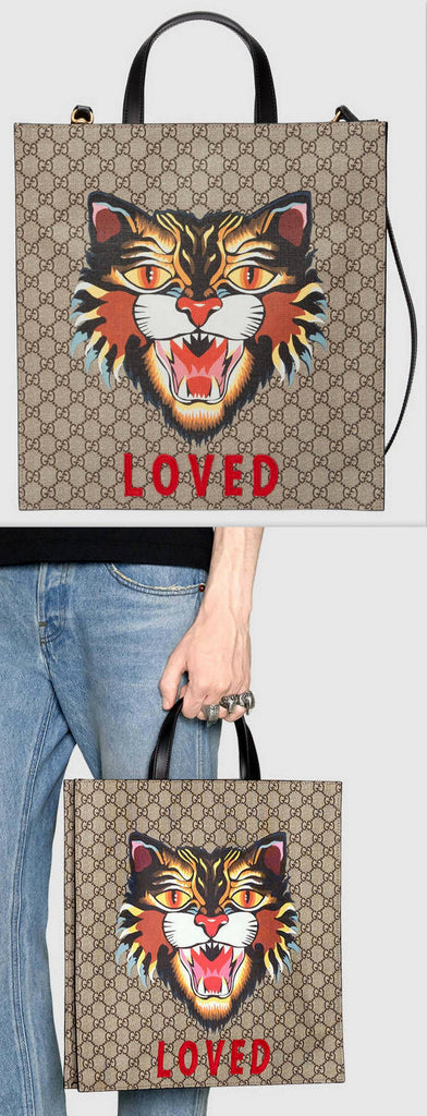Angry Cat Print GG Supreme Tote - DESIGNER INSPIRED FASHIONS