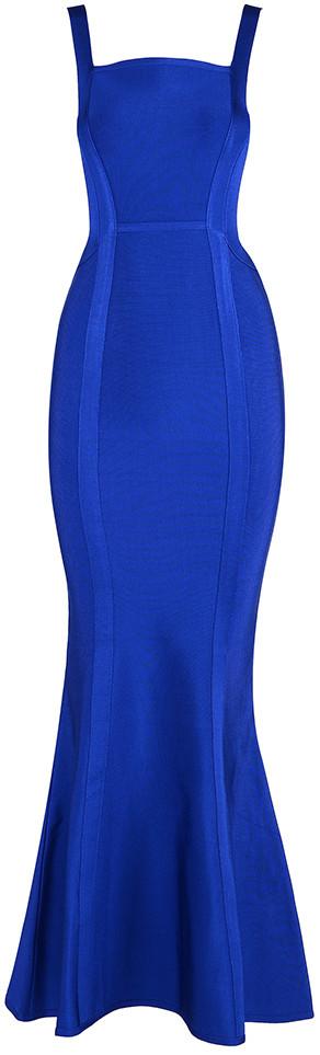 Backless Blue Bodycon Maxi Dress - DESIGNER INSPIRED FASHIONS